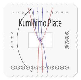 Top-down view of Kumihimo plate with cord